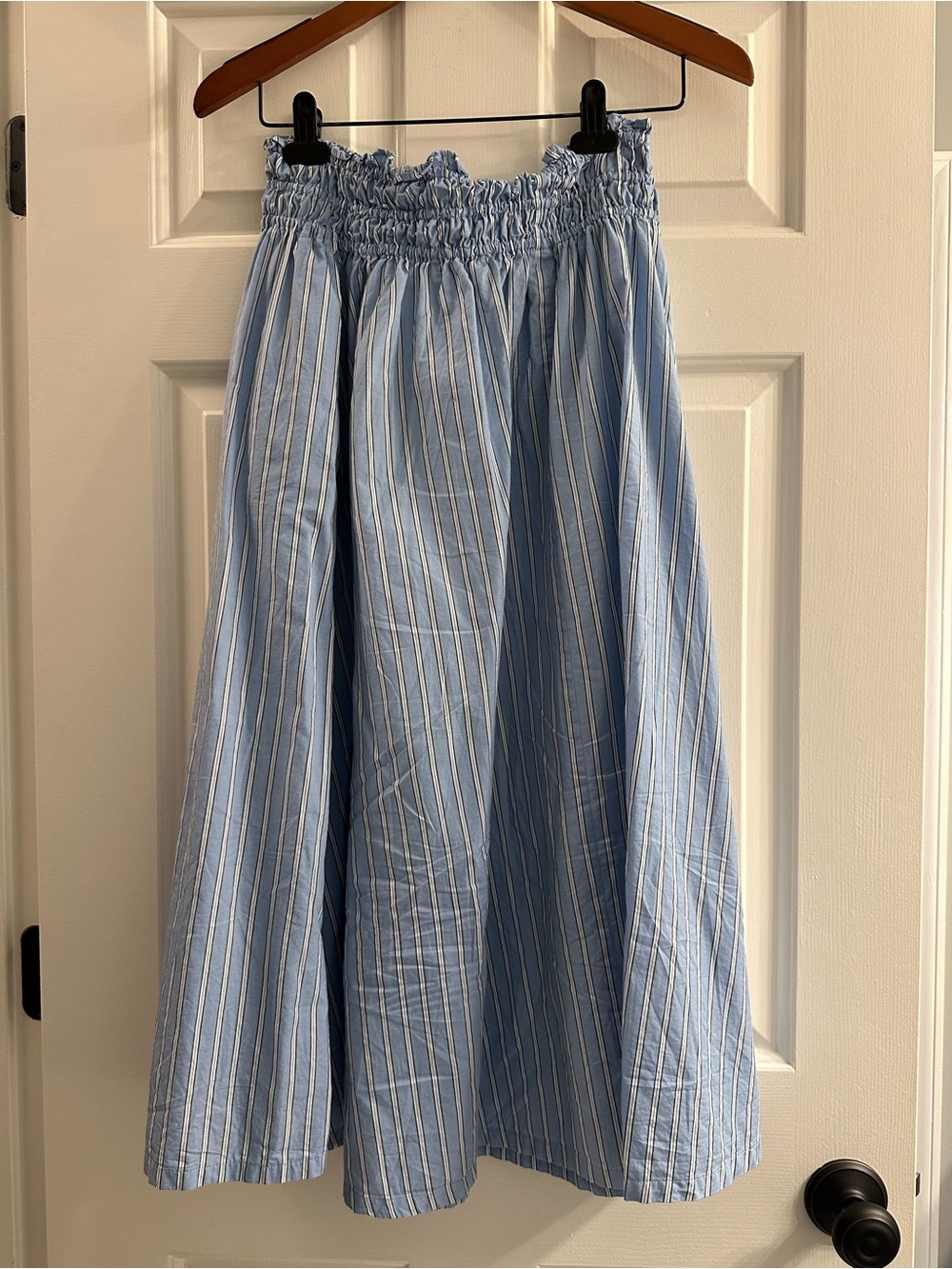 Old Navy Blue and White Striped A-Line Midi Skirt
